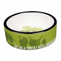 Comedero de cerámica para perros y gatos Oveja Shaun verde