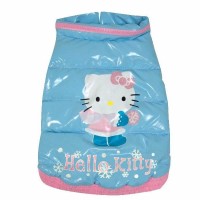 Abrigo impermeable acolchado azul Hello Kitty para perro