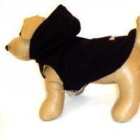 Abrigo polar con gorra negro para perros