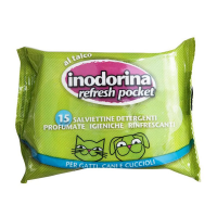 Toallitas Inodorina Refresh Pocket con Talco para perros y gatos